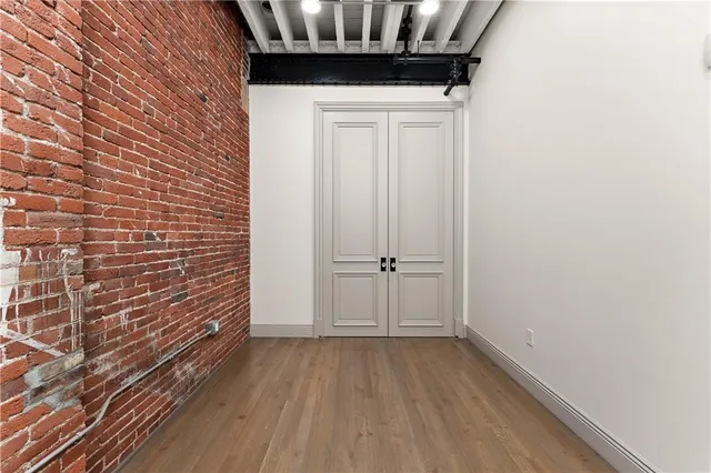 a view of an empty walk in closet