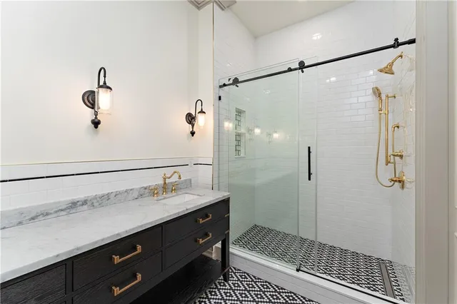 a bathroom with a shower