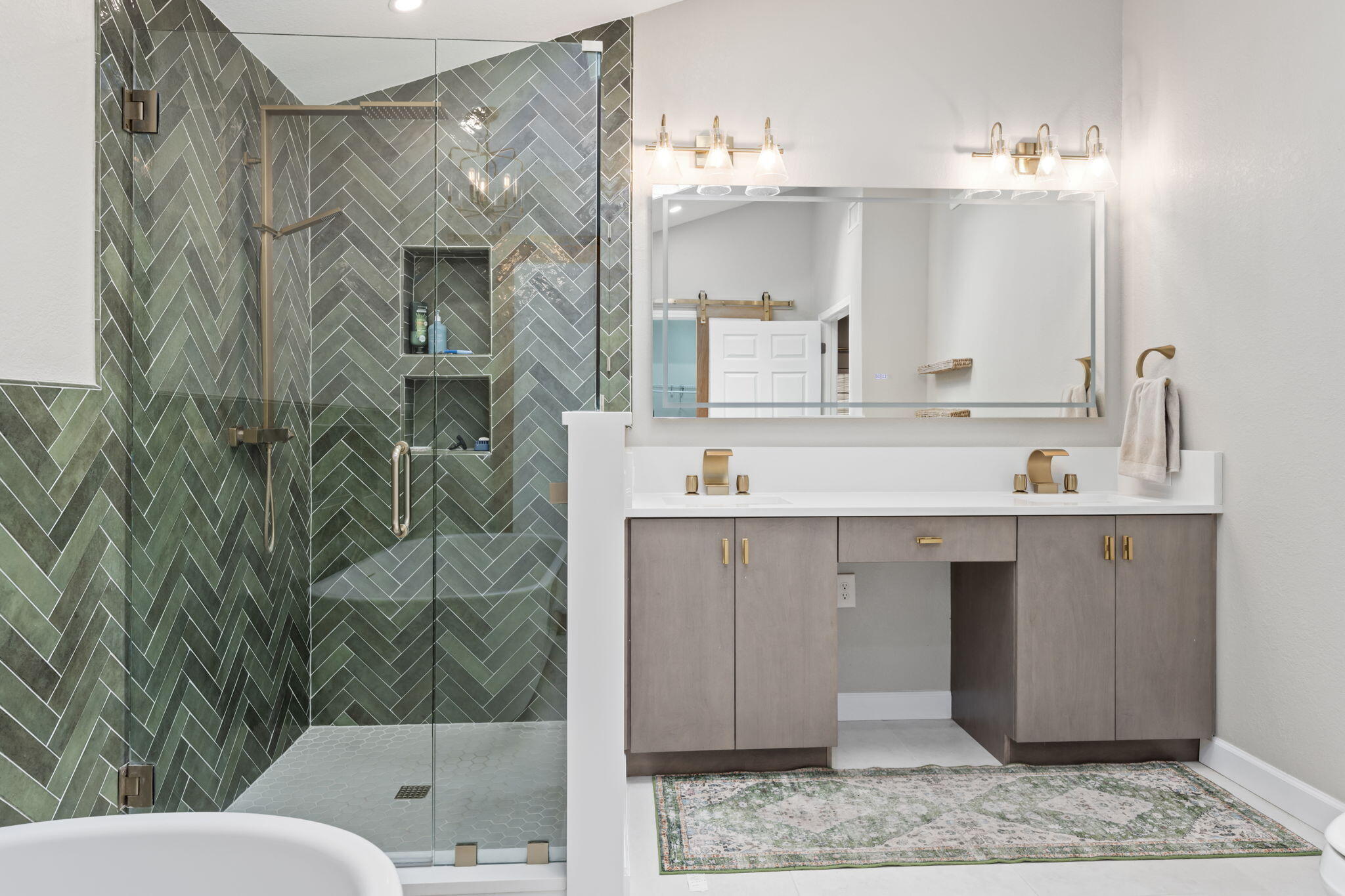 255 Edge Avenue Valparaiso, FL 32580 - Photo 29 of 73 a bathroom with a double vanity sink mirror and shower