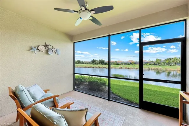 a living room with a large window