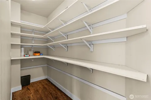 a storage room with washing machine
