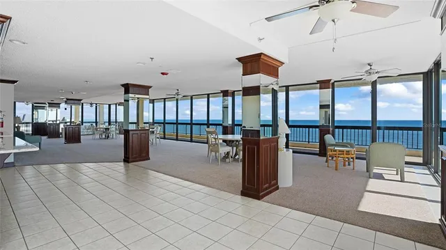 a view of a city with an ocean view