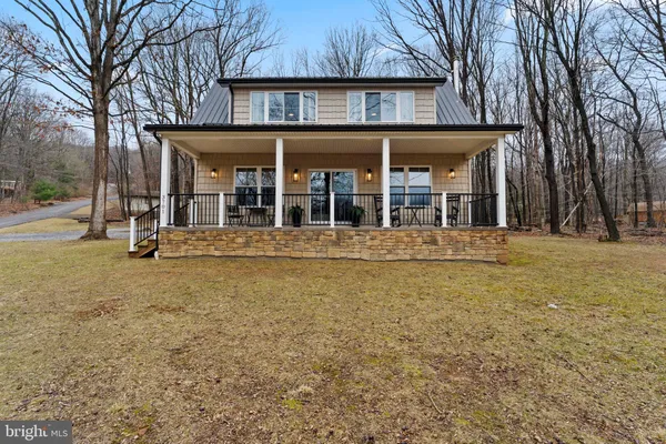 front view of a building with a yard