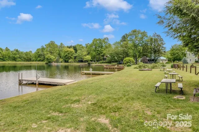 a view of a lake with houses