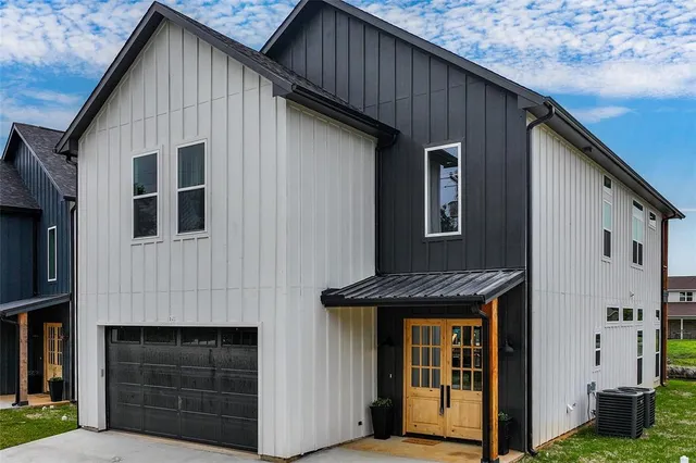 a front view of a house with a door