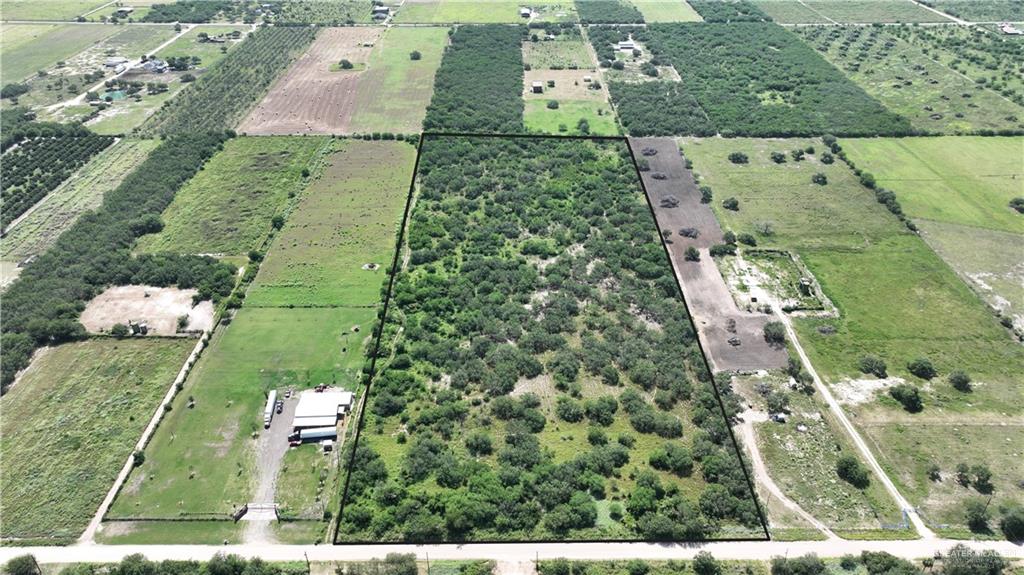 Aerial overview of property's location with rural landscape and property boundaries highlighted