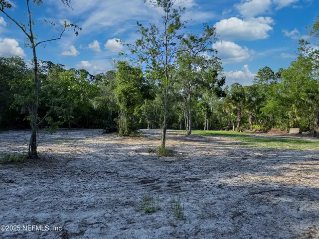 a backyard of a house with lots of green space