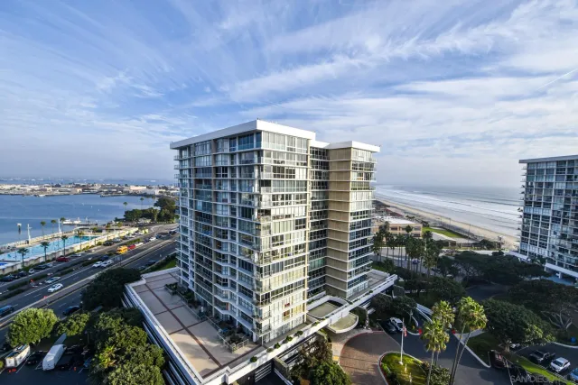 a city view with tall buildings