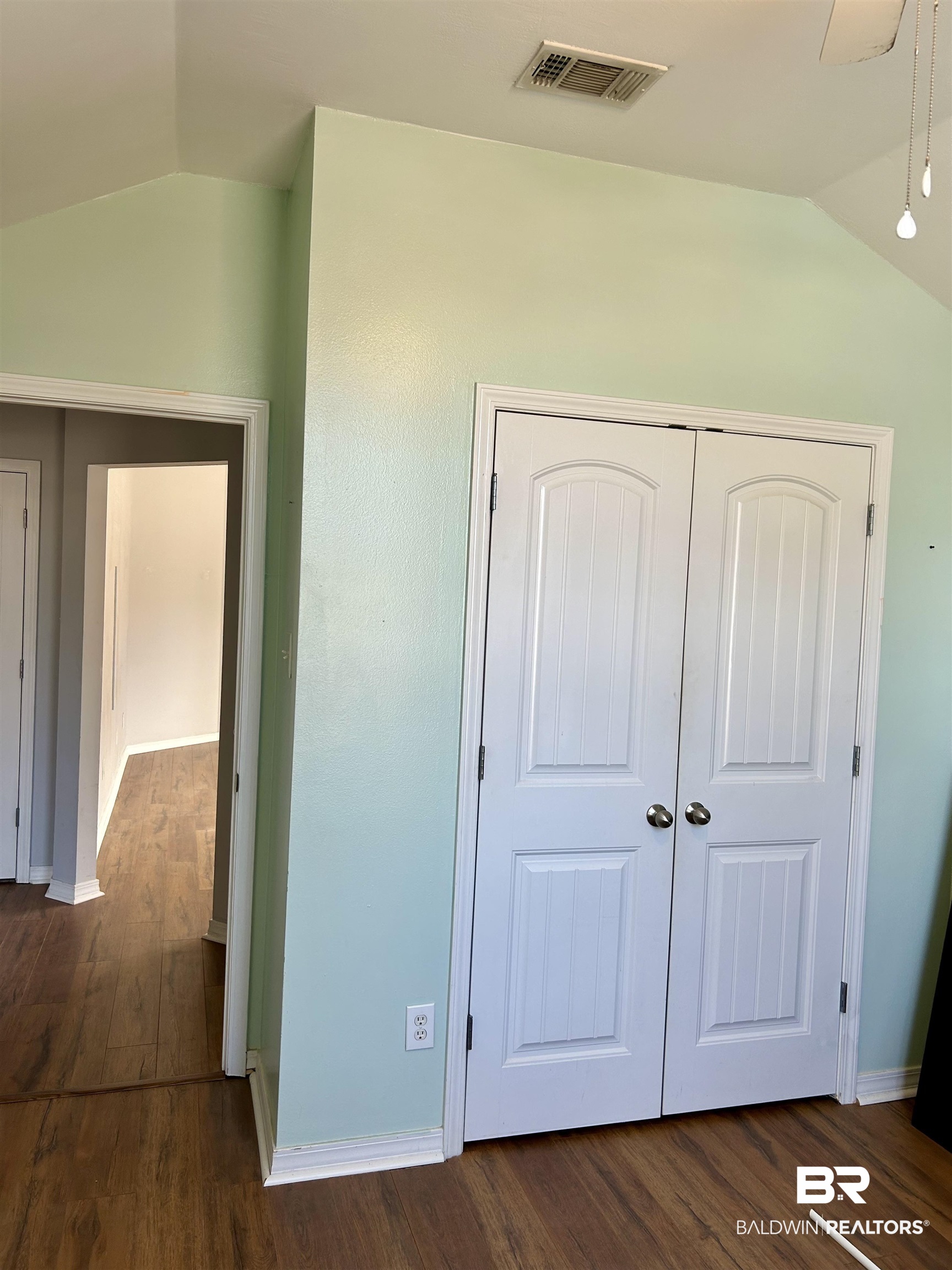 919 Parliament Court Mobile, AL 36695 - Photo 16 of 19 Interior space featuring vaulted ceiling, dark hardwood / wood-style flooring, and a closet