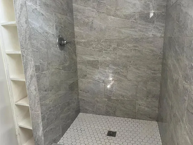 a bathroom with a shower