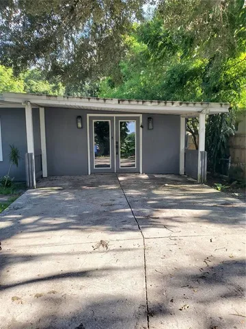 a view of a house with a patio