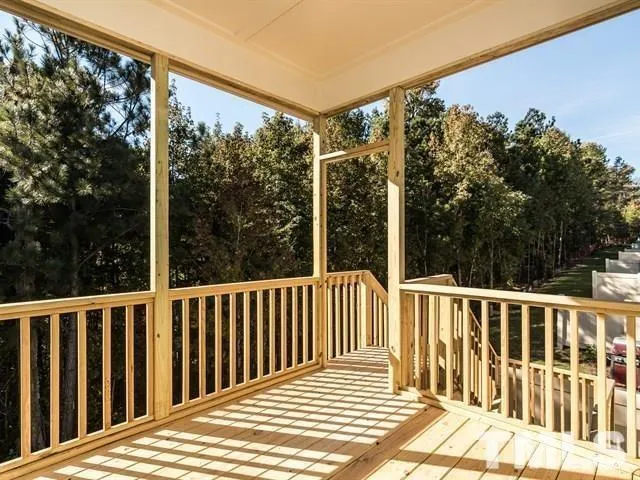 a view of a wooden deck