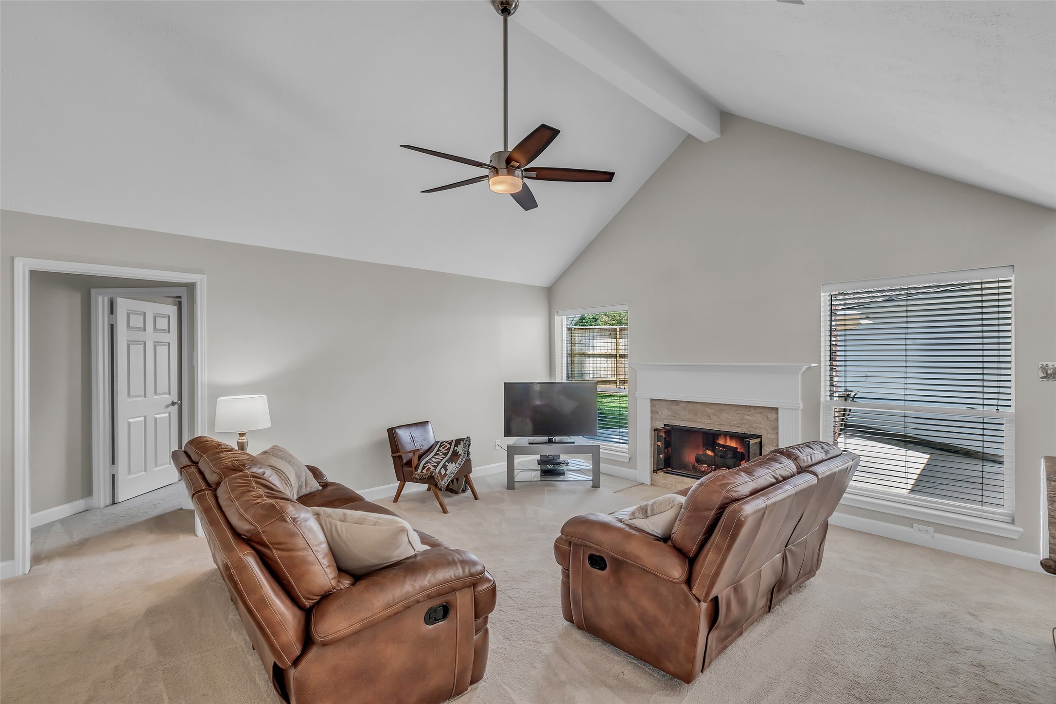 326 North Cypress Estates Circle Spring, TX 77388 - Photo 11 of 39 a living room with furniture and a fireplace