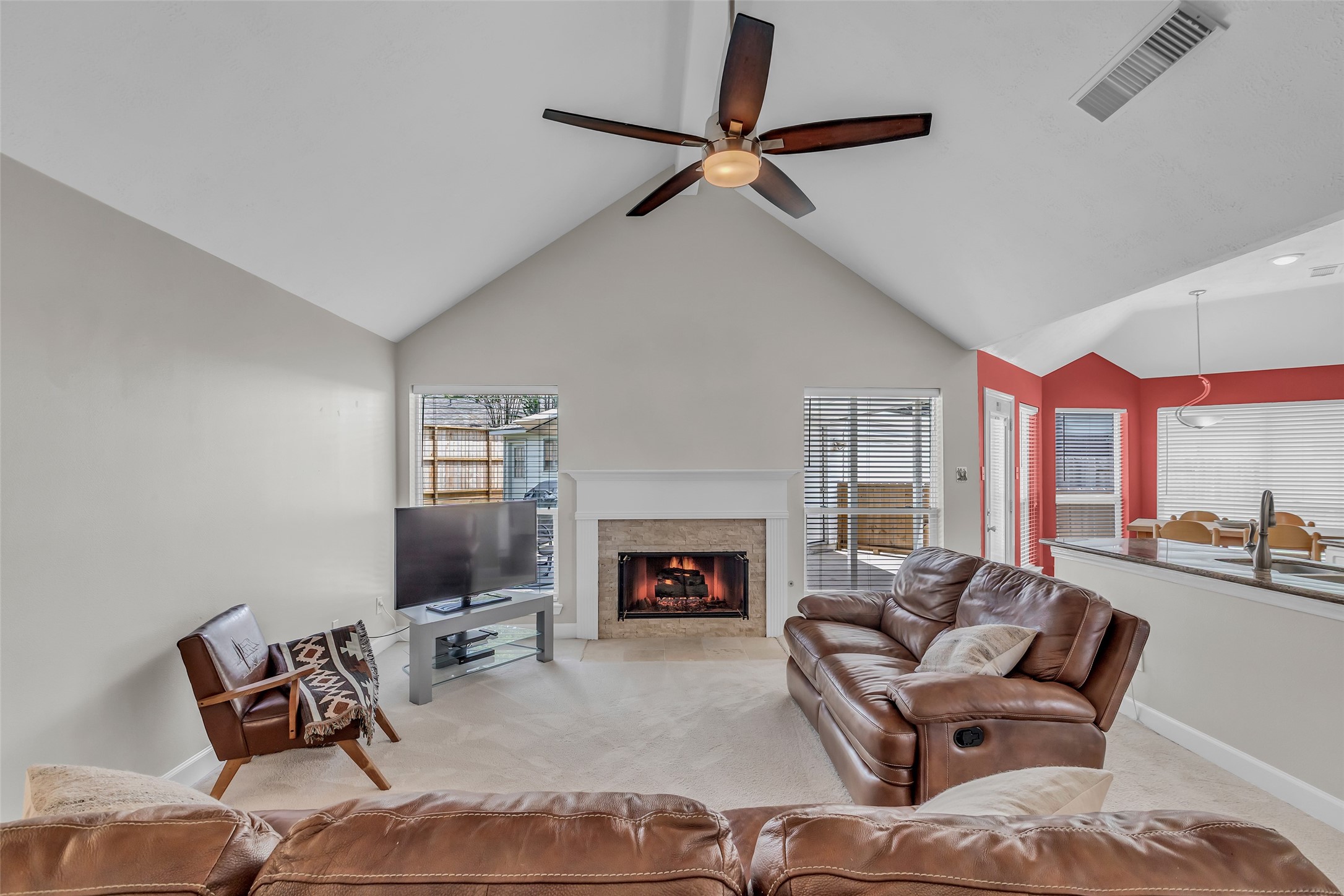 326 North Cypress Estates Circle Spring, TX 77388 - Photo 12 of 39 a living room with furniture and a fireplace