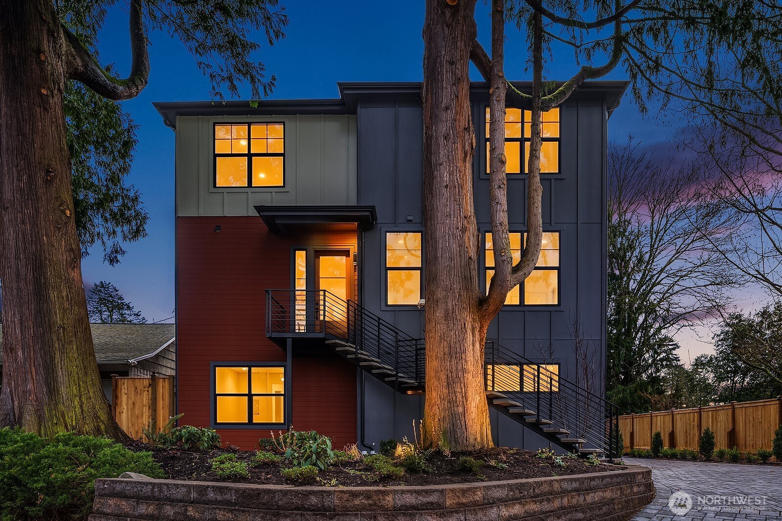 a building with trees in front of it