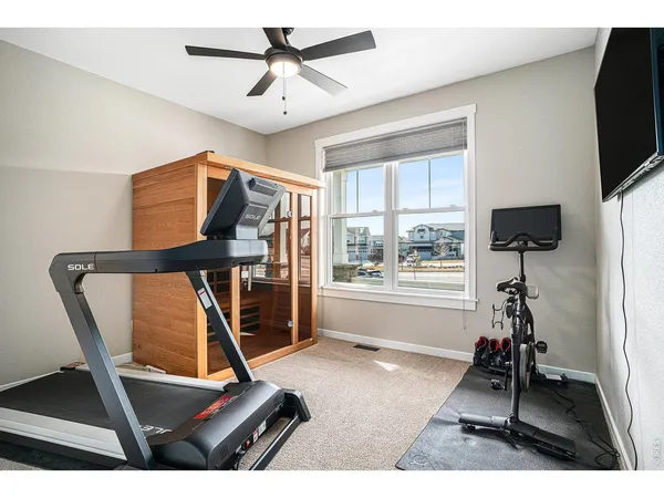 a view of a room with gym equipment