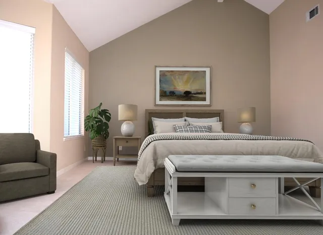 a bedroom with furniture and a couch