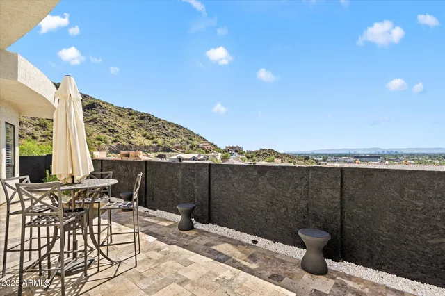 a view of a terrace with furniture and a potted plant