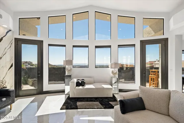 a living room with furniture