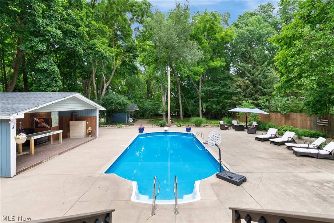 443 Merriman Road Akron, OH 44303 - Photo 34 of 44 In-ground swimming pool surrounded by a concrete patio and mature trees