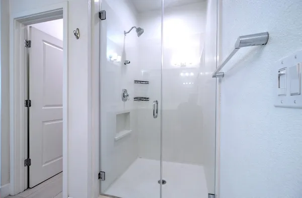 a bathroom with a shower