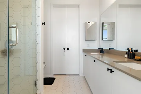 a bathroom with a shower