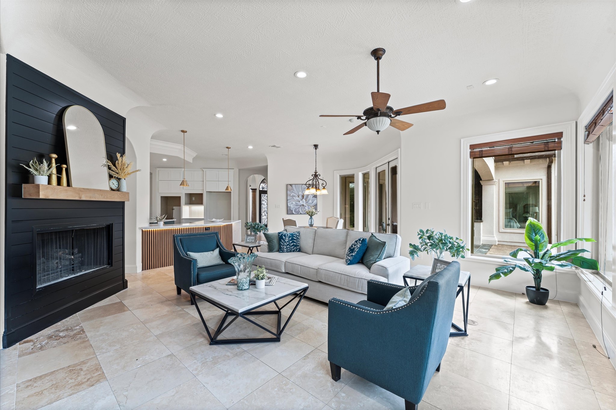 6623 Green Gable Manor Spring, TX 77389 - Photo 23 of 27 a living room with furniture and a fireplace