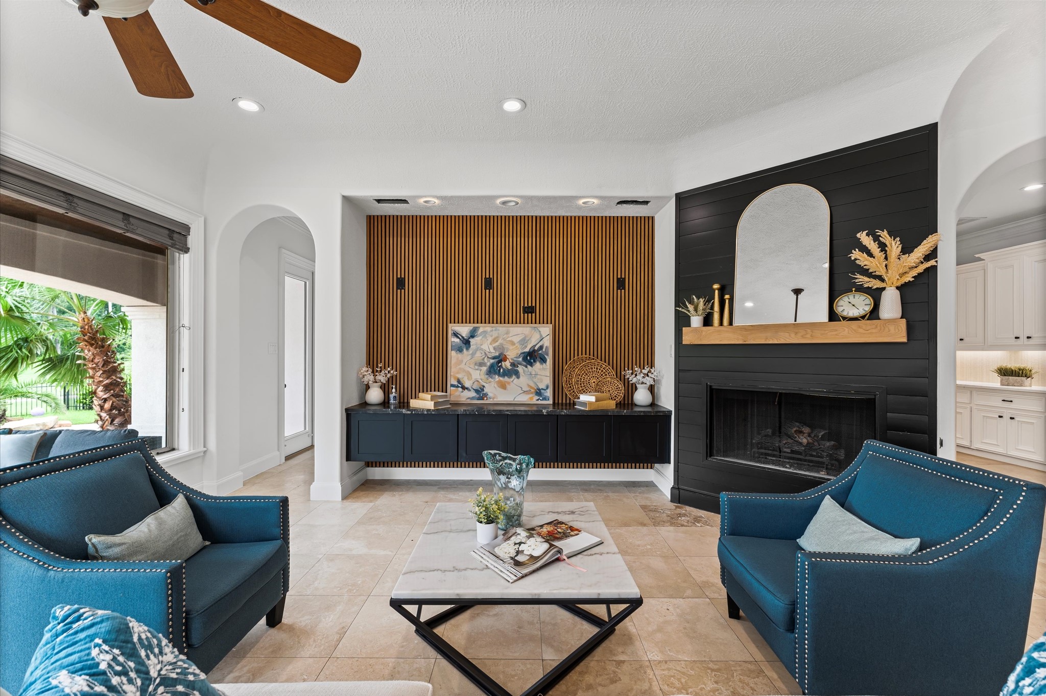 6623 Green Gable Manor Spring, TX 77389 - Photo 25 of 27 a living room with furniture and a fireplace