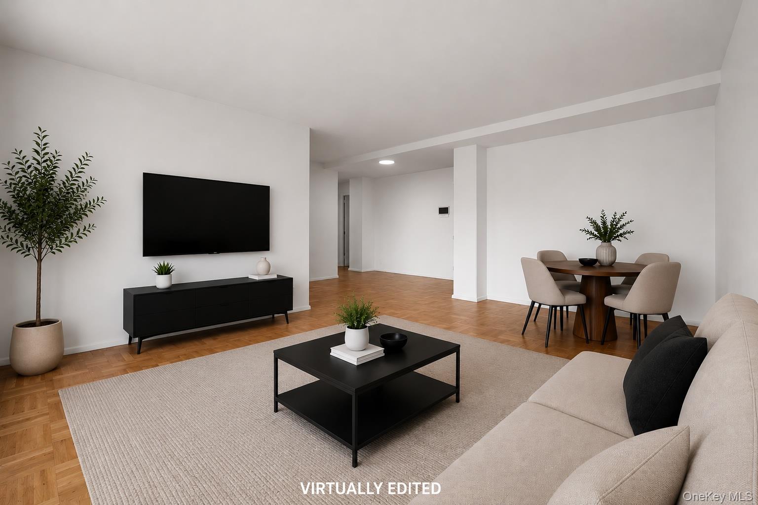 21-66 33rd Road, Unit 12B Queens, NY 11106 - Photo 5 of 23 a living room with furniture and a flat screen tv