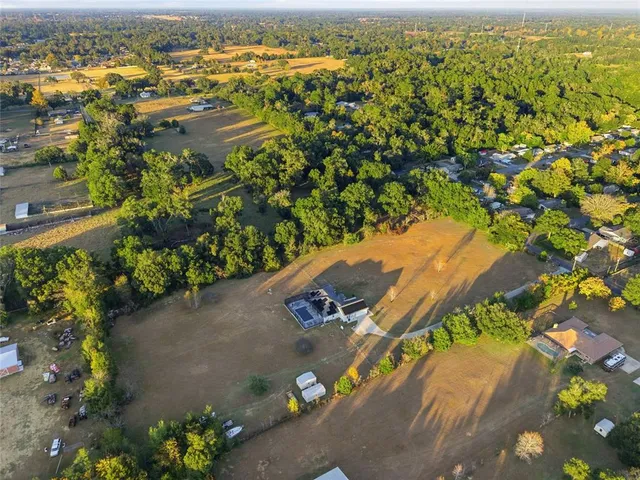 a view of a town with big yard