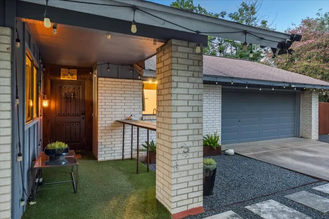 a brick house with a outdoor space