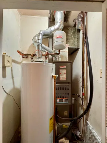 a view of a backyard with large trees