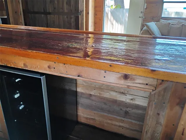 a view of wooden door