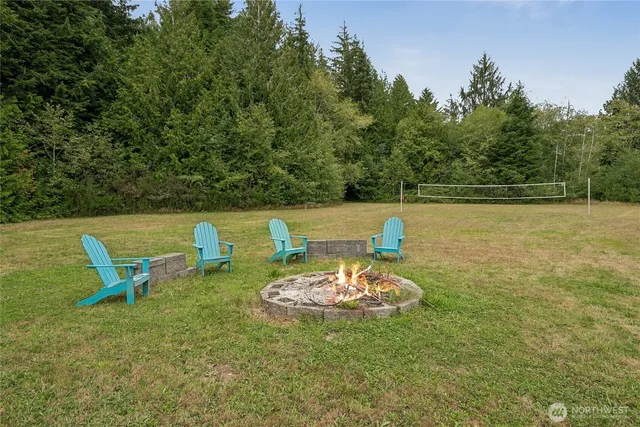 a view of a table and chairs in the patio