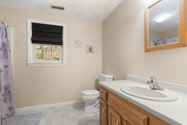 a bathroom with a toilet a sink and mirror