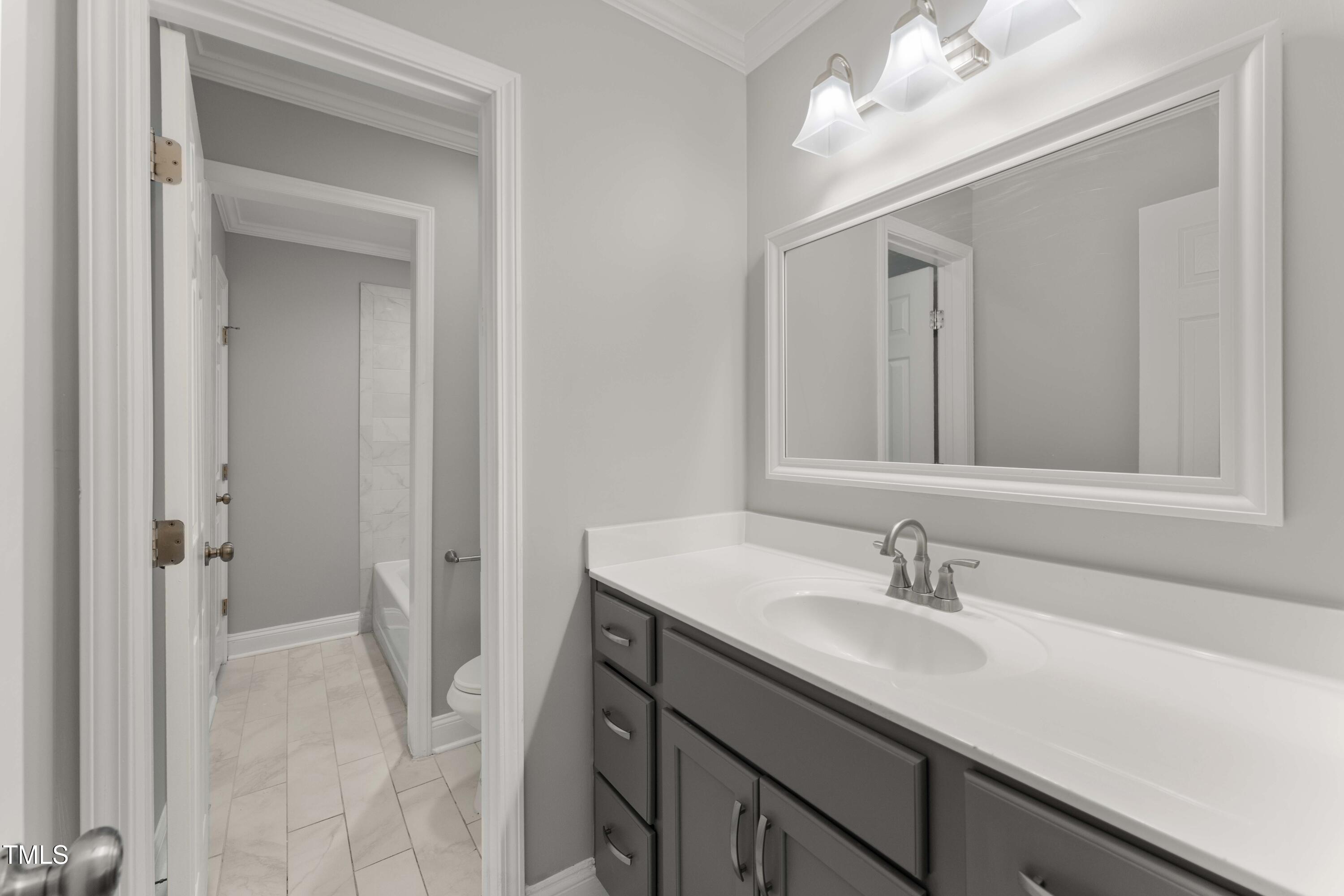 1426 Quarter Point Raleigh, NC 27615 - Photo 28 of 64 a bathroom with a sink double vanity and a mirror