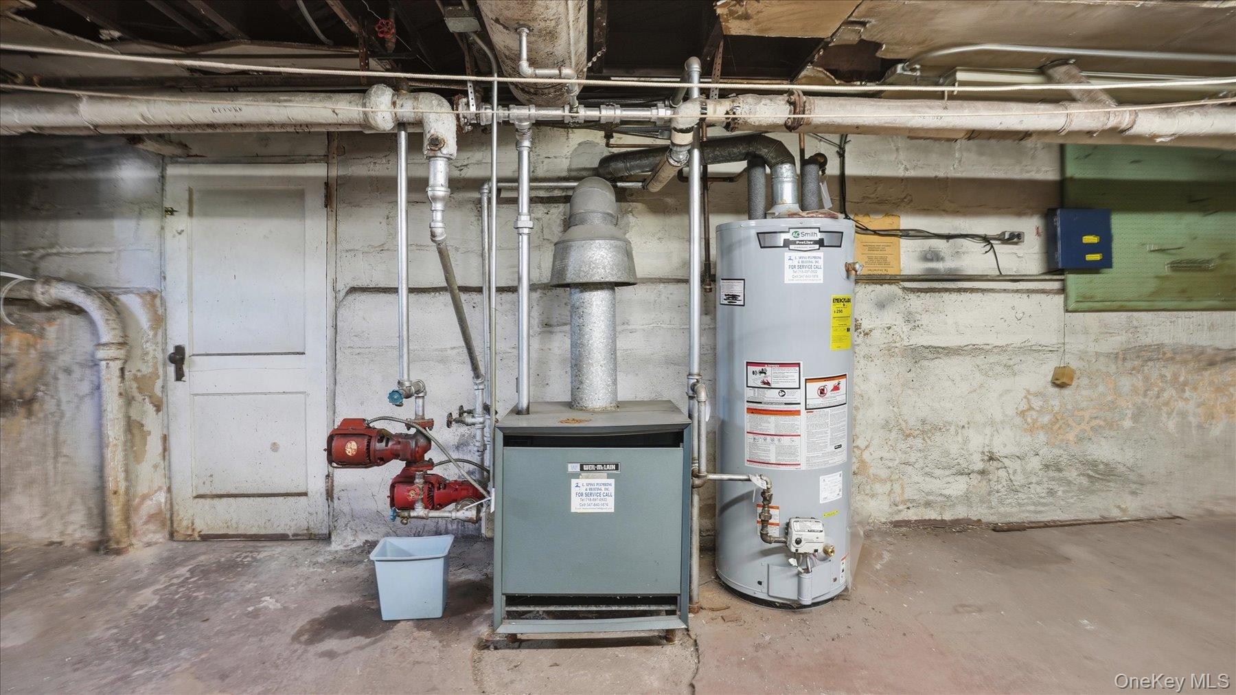 641 158th Street Queens, NY 11357 - Photo 24 of 37 a storage room with water heater and racks on the wall