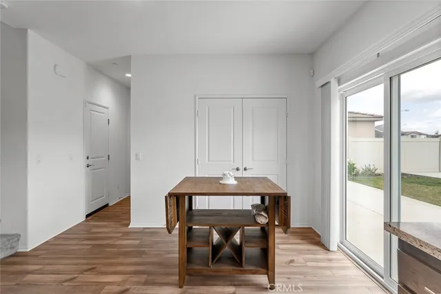 a workspace with furniture and window