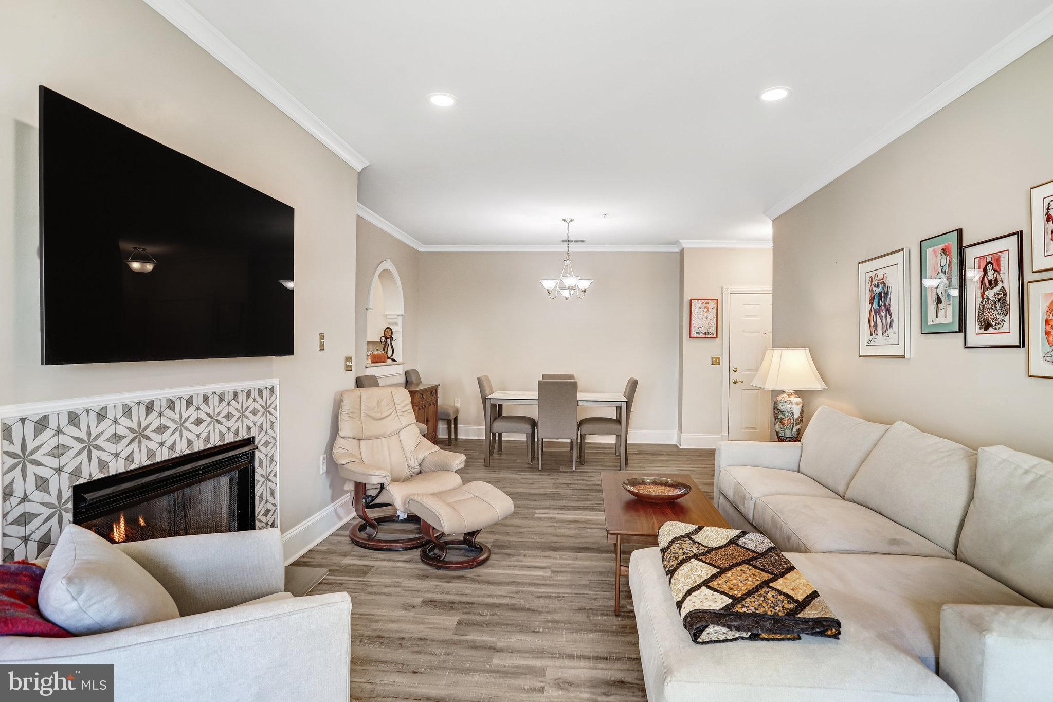 2500 Waterside Drive, Unit 303 Frederick, MD 21701 - Photo 46 of 47 a living room with furniture fireplace and flat screen tv