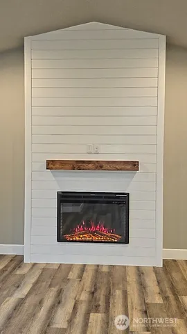 a view of fireplace and utility room