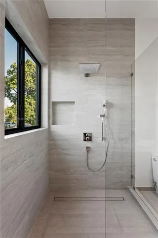 a bathroom with a shower