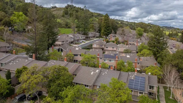 an aerial view of a house