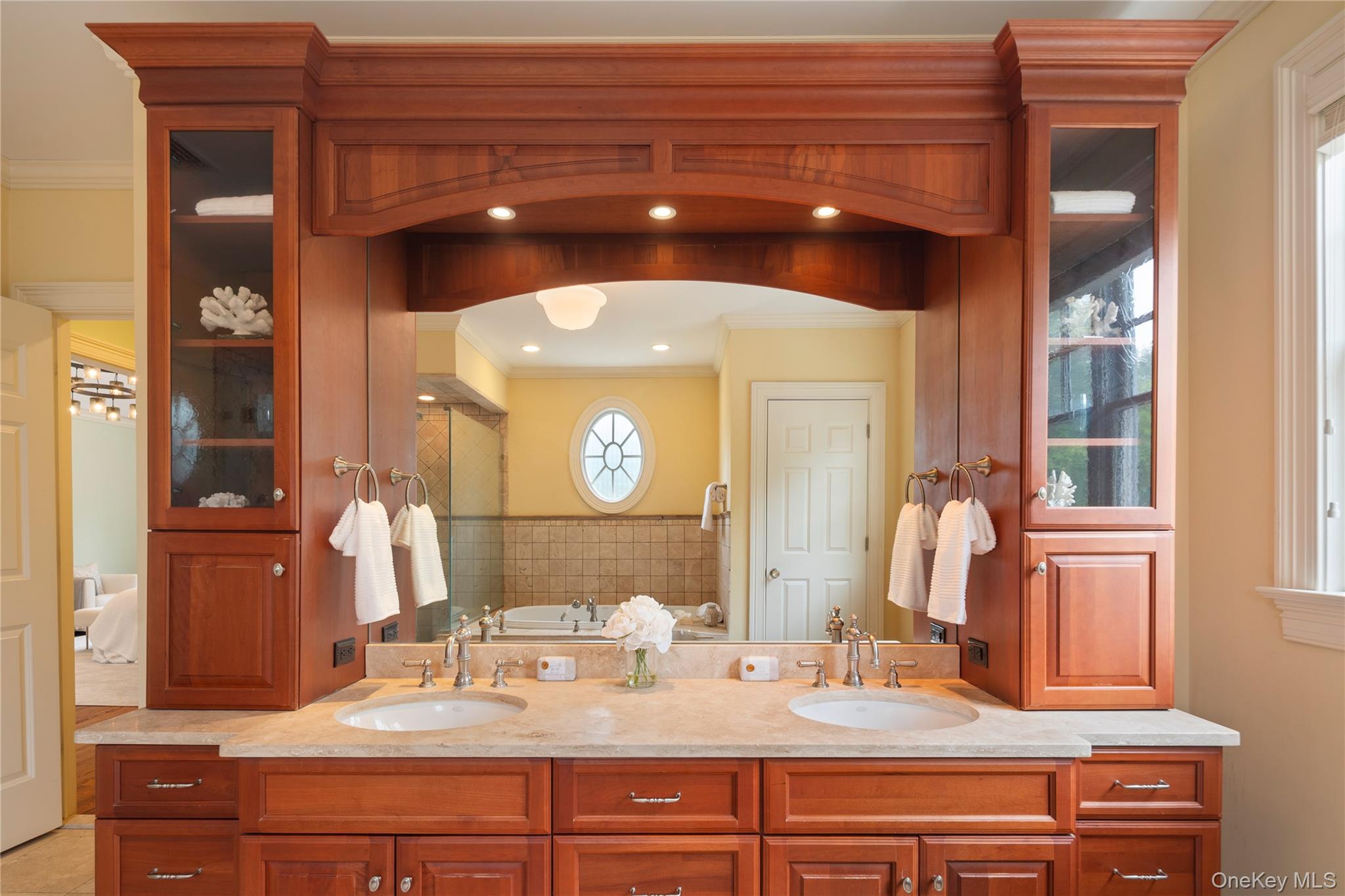 77 Byram Ridge Road Armonk, NY 10504 - Photo 33 of 48 Primary bath vanity with dual sinks and storage towers