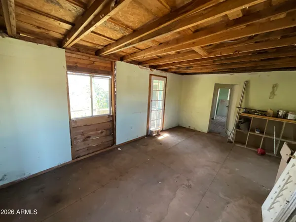 a view of a room that has a window