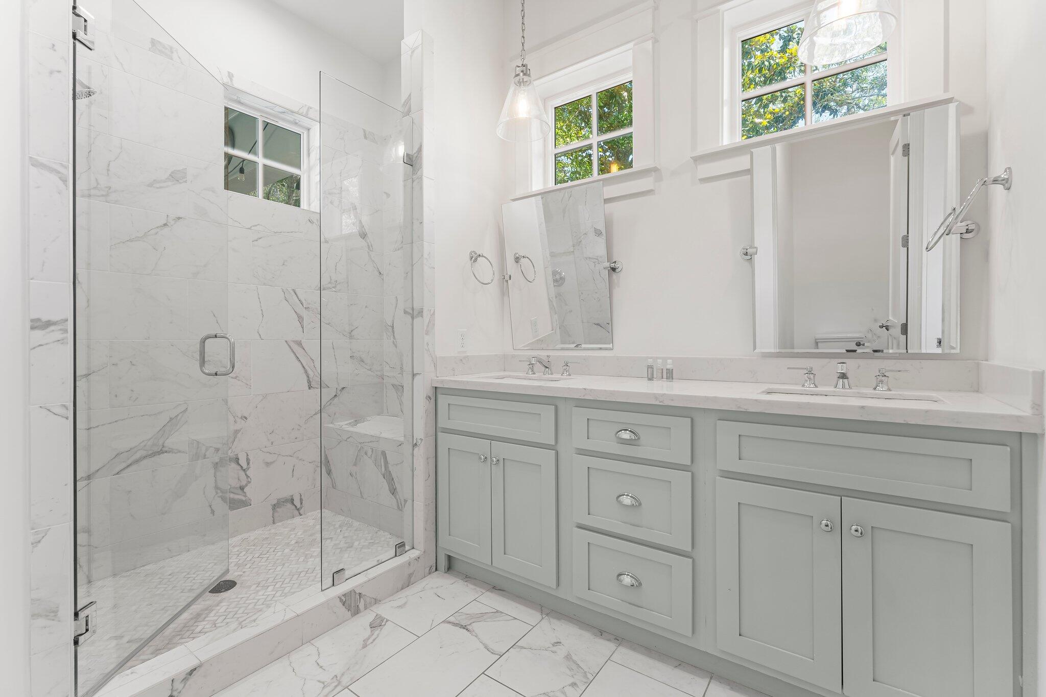 515 Seacrest Drive Inlet Beach, FL 32461 - Photo 28 of 62 a bathroom with double sink and a mirror
