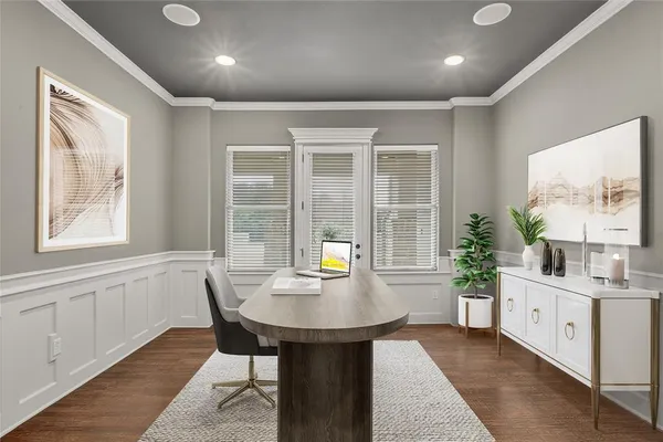 a large bathroom with a granite countertop sink a toilet a mirror and shower