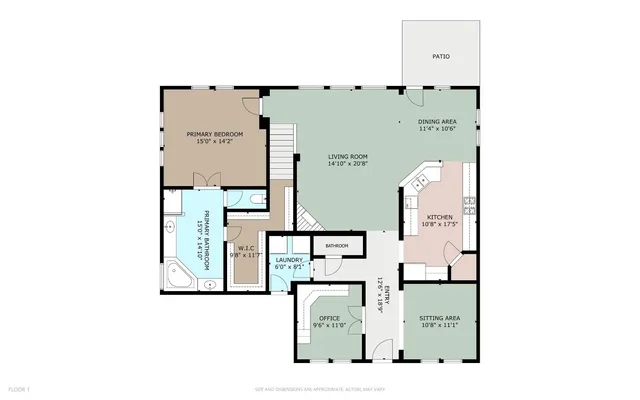 an aerial view of a kitchen