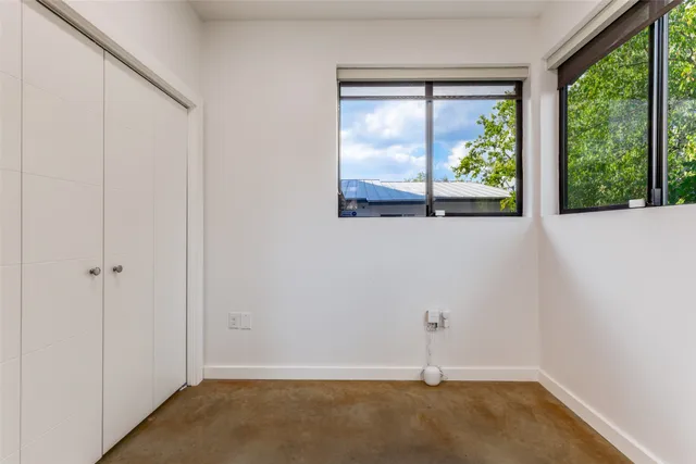 a view of a room with a window