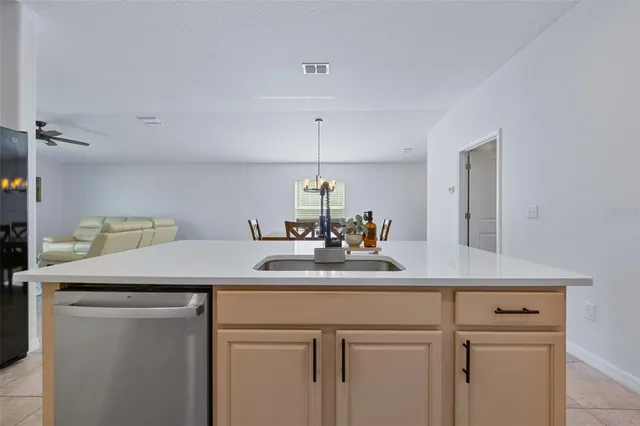 a kitchen with a sink and cabinets