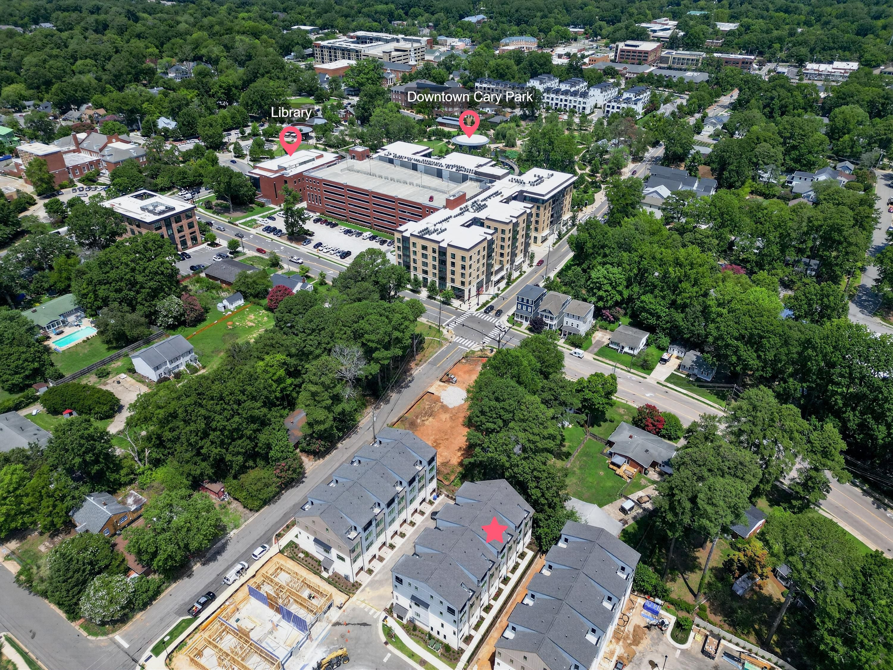 407 Chatham View Road Cary, NC 27511 - Photo 6 of 77 Aerial View showing downtown too